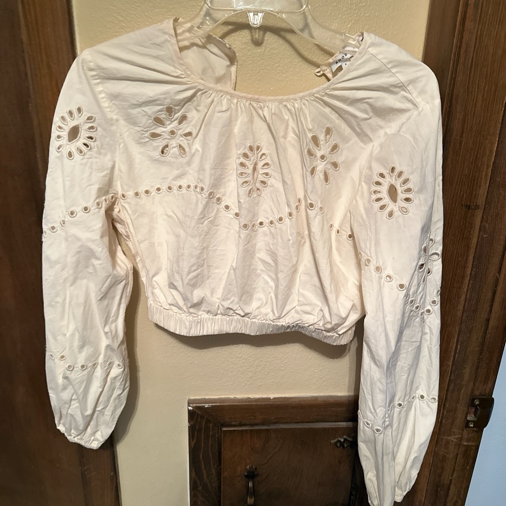 RHODE Cream Eyelet Blouse